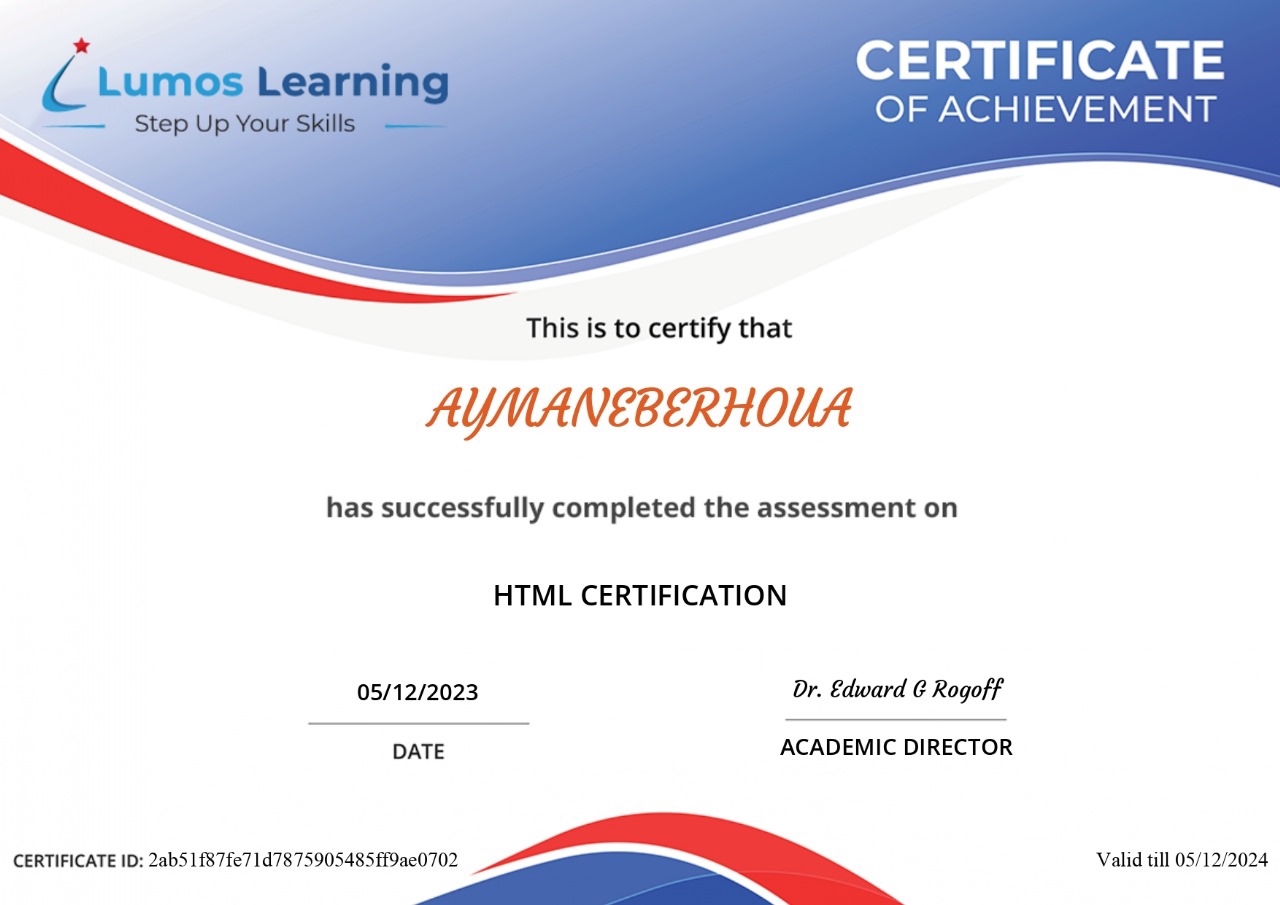HTML Certificate